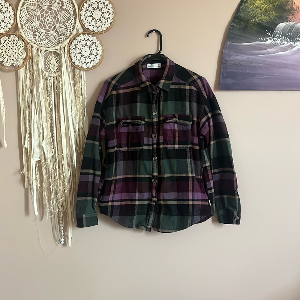 *size small* Hollister boyfriend fit oversized fleece flannel